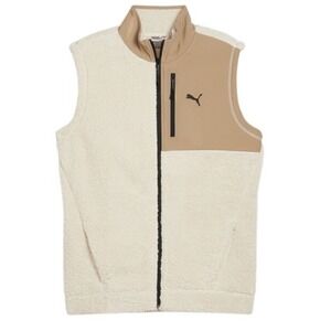 PUMA Open Road Winterized Gilet Vest Mens Large Beige Cream Fleece New With Tags